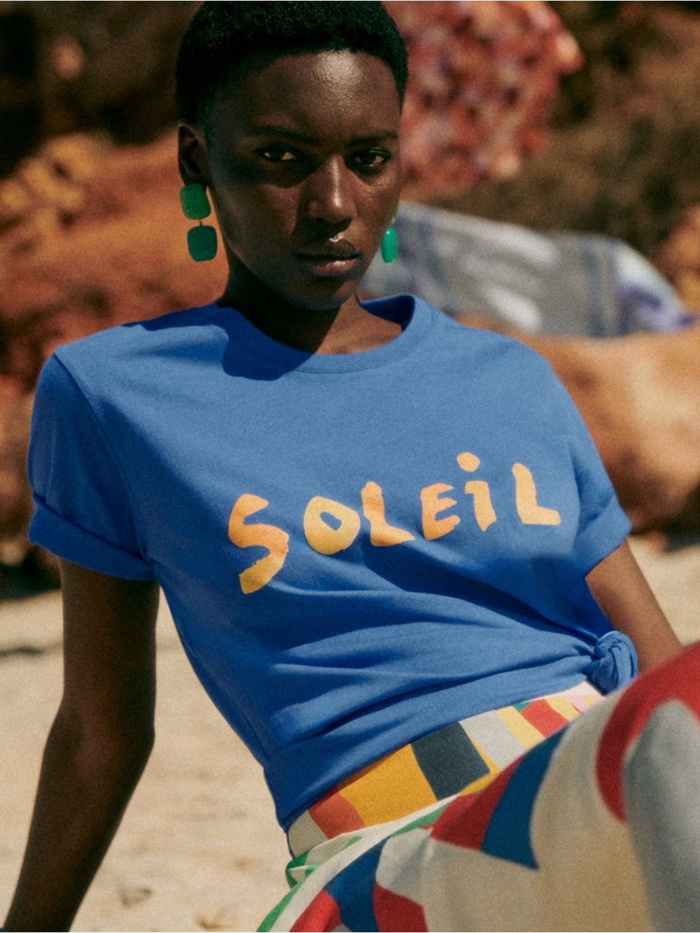 🌱Sezane x K. Gero - Blue 'Soleil' Graphic Tee - size S - NWT